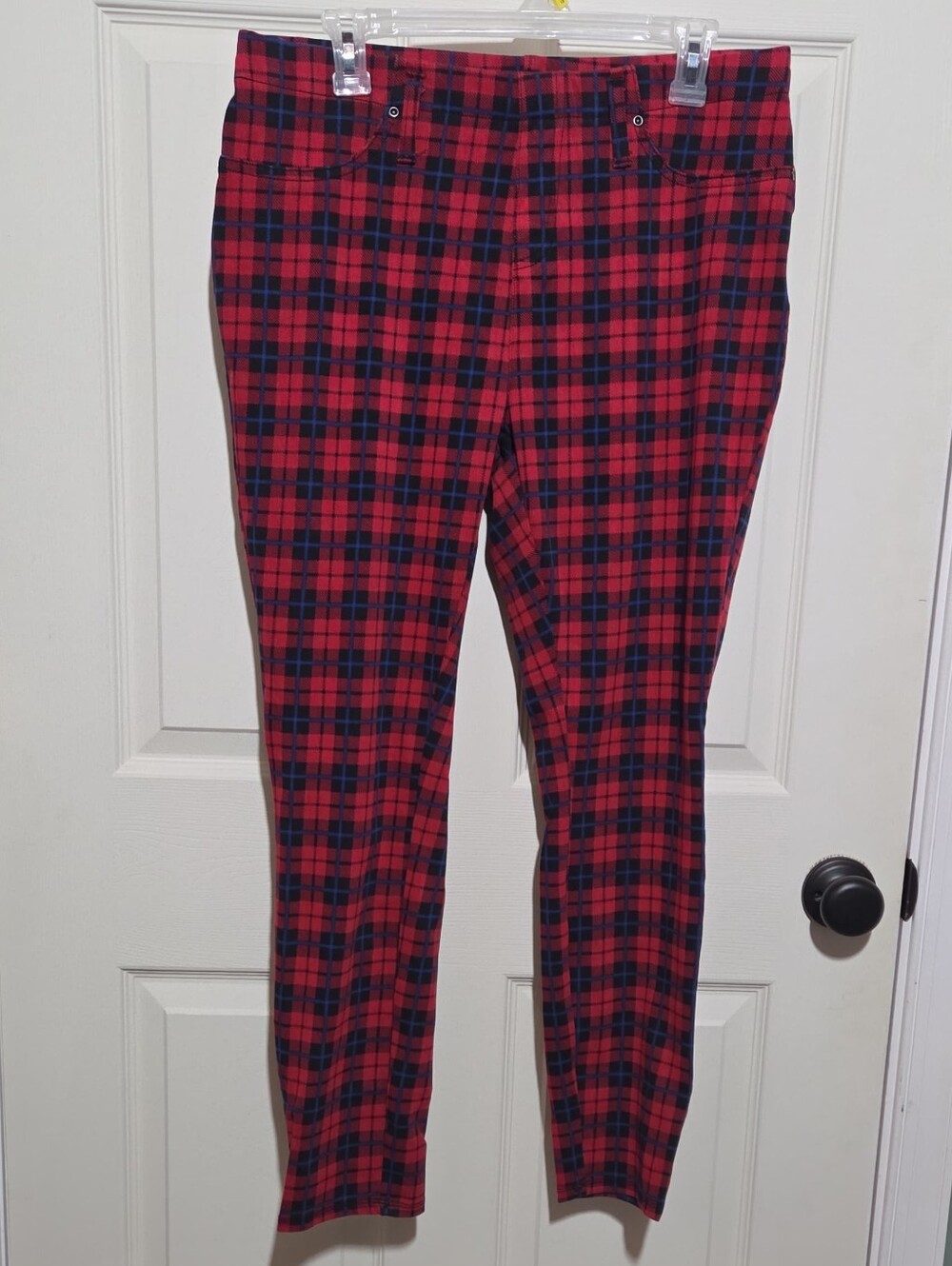 Terra & Sky red plaid jeans, size 0X (14W)
